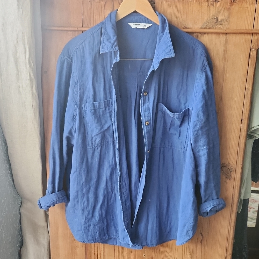 Sonoma Blue 100% Cotton Lightweight Shirt Jacket